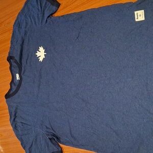 Roots Men's Navy Tee with White Maple Leaf  - Size L